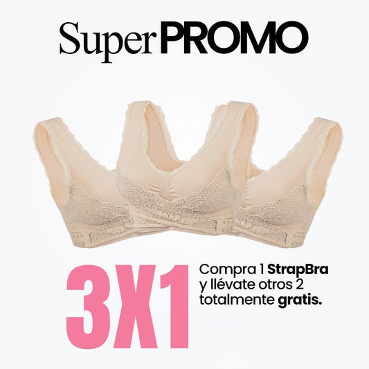 AirBra - Oferta Especial 3X1 - 3 Sujetadores Push Up Beige, Blanco y Negro
